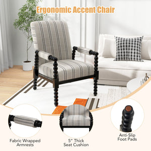 Upholstered Accent Chair with Rubber Wood Frame for Living Room-Beige view 8