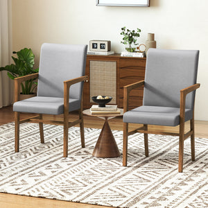 Upholstered Accent Chairs Set of 2 with High Back and Solid Wooden Frame-Gray view 3