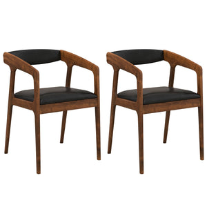 Upholstered Armchairs Set of 2 with Cozy Backrest and Padded Seat Cushion-Brown