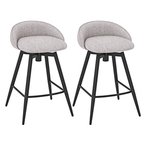 Upholstered Bar Stools Set of 2 with Footrest and Backrest-Gray view 4