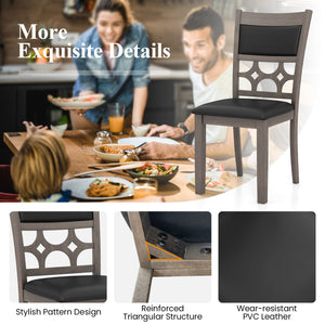 Upholstered Dining Chair Set of 2 with Padded Backrest and Seat-Gray view 8