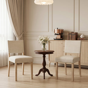 Upholstered Dining Chairs with Solid Rubber Wood Legs Set of 2-Beige view 3