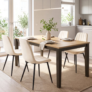 Upholstered Fabric Dining Chairs Set of 4 with Sturdy Metal Legs and Curved Backrest-Beige view 2