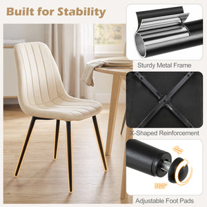 Upholstered Fabric Dining Chairs Set of 4 with Sturdy Metal Legs and Curved Backrest-Beige view 9