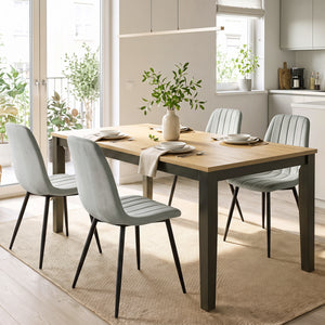 Upholstered Fabric Dining Chairs Set of 4 with Sturdy Metal Legs and Curved Backrest-Gray view 3