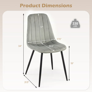 Upholstered Fabric Dining Chairs Set of 4 with Sturdy Metal Legs and Curved Backrest-Gray view 4