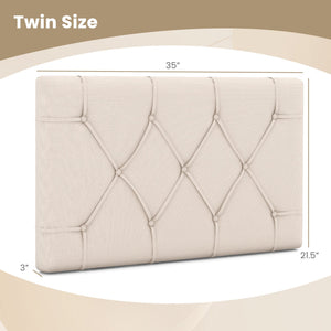 Upholstered Headboard for Twin Size Bed with Fabric Upholstery-Beige view 5