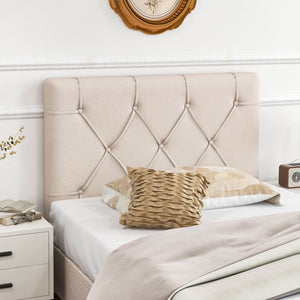 Upholstered Headboard for Twin Size Bed with Fabric Upholstery-Beige view 6