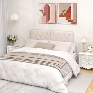 Upholstered Headboard for Twin Size Bed with Fabric Upholstery-Beige view 7