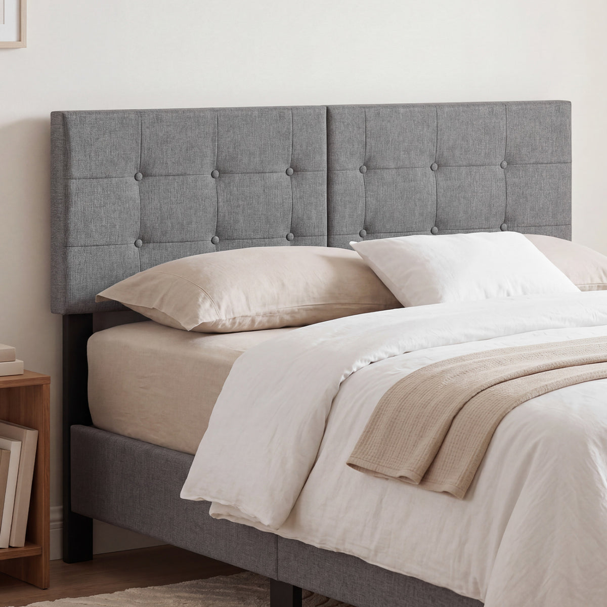 Upholstered Headboard with Adjustable Width for Full/Queen Size Beds-Dark Gray view 2