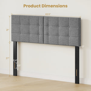 Upholstered Headboard with Adjustable Width for Full/Queen Size Beds-Dark Gray view 5