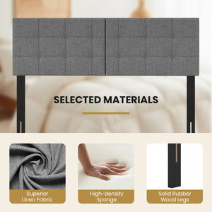Upholstered Headboard with Adjustable Width for Full/Queen Size Beds-Dark Gray view 8