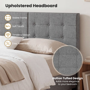 Upholstered Headboard with Adjustable Width for Full/Queen Size Beds-Dark Gray view 9