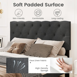 Upholstered Platform Bed with Tufted Headboard and Wooden Slats Gray-Full Size view 6