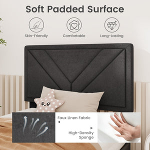 Upholstered Platform Bed with Tufted Headboard and Wooden Slats-Twin Size view 6