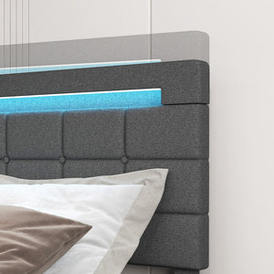 Upholstered Queen LED Bed Frame with Headboard and 4 Drawers-Queen Size view 8