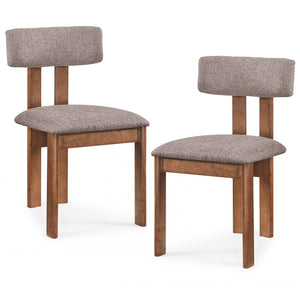 Upholstered Rubber Wood Dining Chairs Set of 2 with Curved Backrest-Walnut