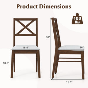 Upholstered Side Dining Chairs Set of 2 with Rubber Wood Frame-Brown view 4