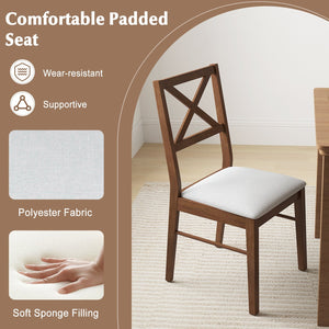 Upholstered Side Dining Chairs Set of 2 with Rubber Wood Frame-Brown view 5