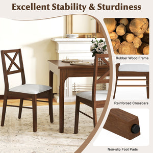 Upholstered Side Dining Chairs Set of 2 with Rubber Wood Frame-Brown view 6