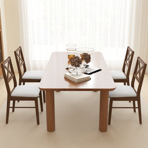 Upholstered Side Dining Chairs Set of 2 with Rubber Wood Frame-Brown view 9