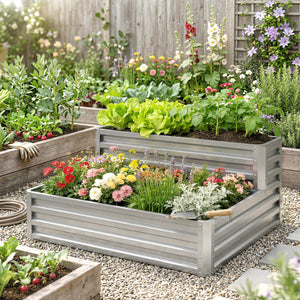 2 Tier Raised Garden Bed, 47" x 40" x 23" Galvanized Steel Planter Box for Vegetables, Flowers, and Herbs – view 20