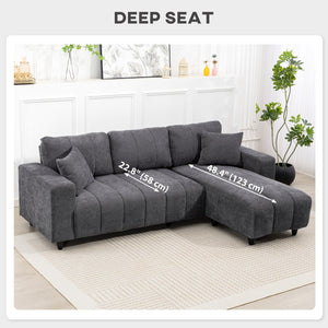 Sectional Couch with Integrated Seat, 3 Seater L-Shaped Sofa with Changeable Chaise, Spring Cushion – view 14
