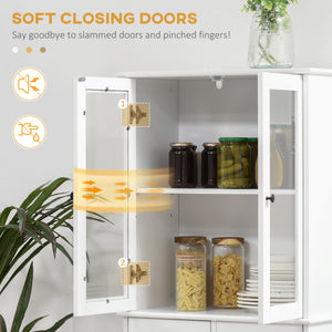 61" Kitchen Pantry Cabinet, Freestanding Farmhouse Buffet Storage Cabinet with Soft Close Glass Doors and – view 11