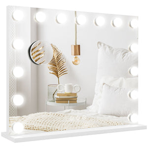 Hollywood Makeup Mirror with Lights, 3 Lighting Modes, USB Charging Port, Tabletop or Wall Mounted, White