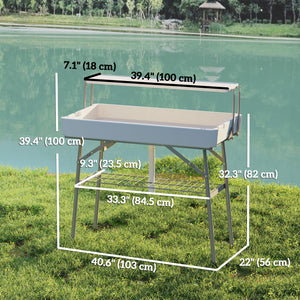 3.4ft Folding Ice Cooler Table with Drain, Outdoor Patio Party Cooler for Drinks – view 9