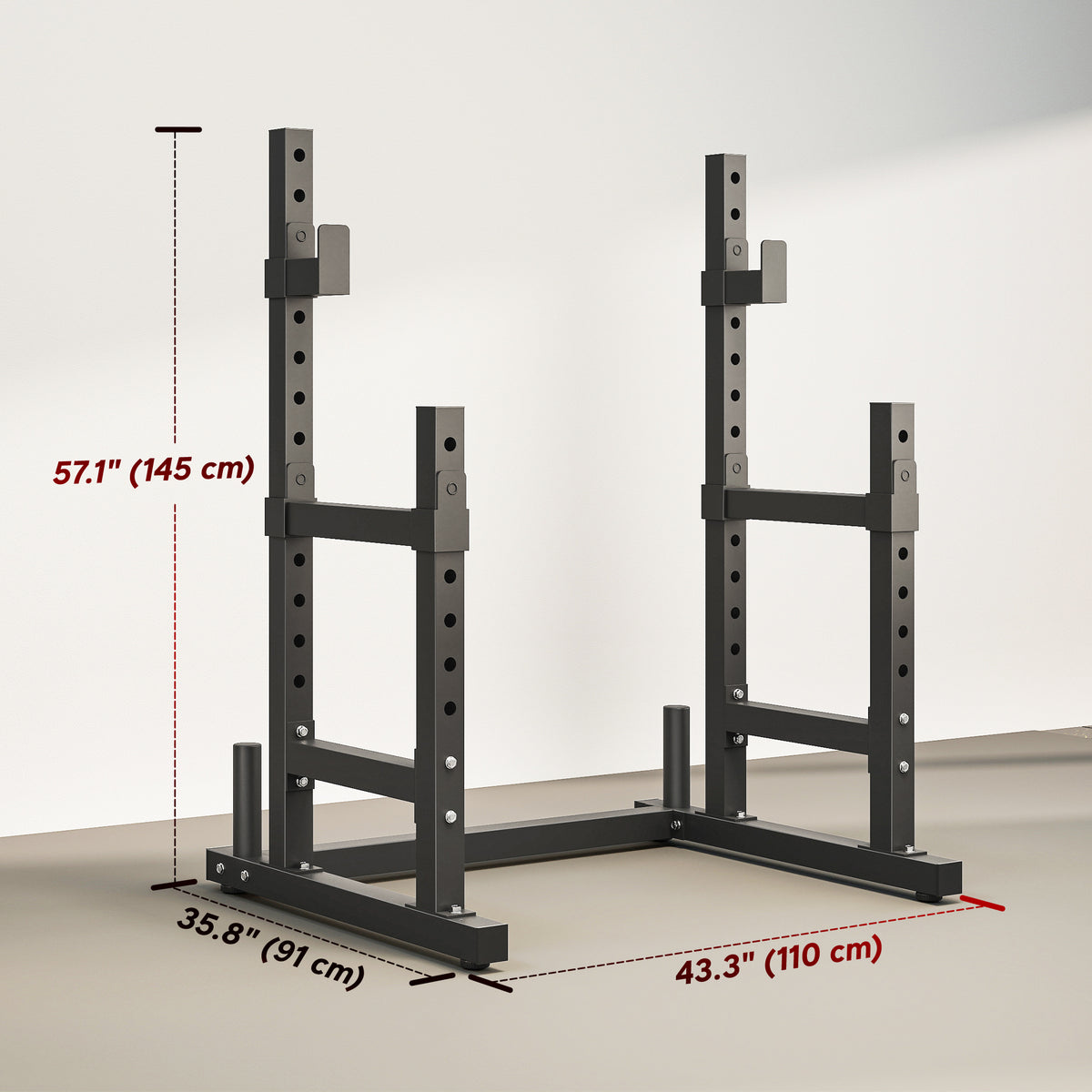 Soozier Adjustable Squat Rack, 660 lbs Multi-Function Barbell Rack for Weight Lifting and Home Gym Strength Training, Black