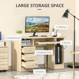 Computer Desk with Storage, Home Office Laptop Table with Shelves and Drawers – view 11