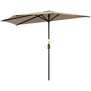 9.8ft Half Umbrella Semi Round Patio Parasol with Crank Handle, Top Vent for Garden – view 7
