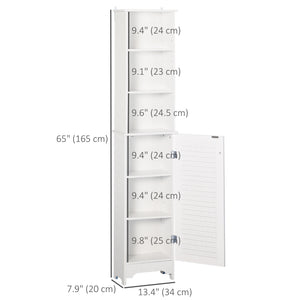 Tall Bathroom Storage Cabinet, Freestanding Linen Tower with 3-Tier Open Adjustable Shelf, White – view 2