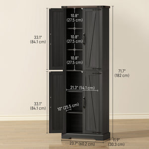 72" Pantry Cabinet, Farmhouse Freestanding Kitchen Storage Cabinet with Adjustable Shelves for Dining Room – view 2