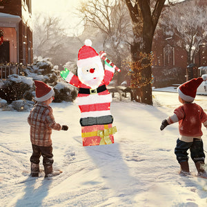 3ft Lighted Santa Claus, Light Up Christmas Decor with 97 LEDs, Stakes and Zip Ties, IP44 Waterproof for Indoor Outdoor