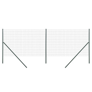 Garden Fence Barrier, Welded Fence Roll, Includes Posts & Support Braces, Green Plastic-Coated Steel