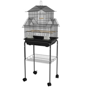 25" Bird Cage with Perch, Swing, Food Container, Slide-out Tray, Handle, Parrot Cage for Finches, Canaries, Budgies