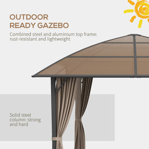 10' x 10' Outdoor Hardtop Gazebo Canopy with UV60+ Polycarbonate Roof, Steel Frame, Central Hook, Curtains – view 4