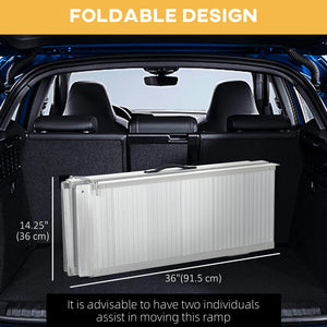 Textured Aluminum Folding Wheelchair Ramp, Portable Threshold Ramp 6', for Scooter Steps Home Stairs Doorways