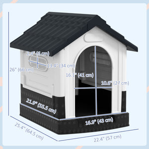 Outside Dog Kennel House with Windows, Base Support, for Garden Patio, Miniature Dogs, 64.5 x 57 x 66cm – view 9