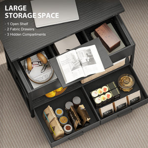 Modern Coffee Table, Lift Top Center Table with Fabric Drawers and Hidden Storage for Living Room – view 4
