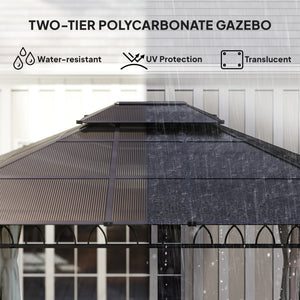 10' x 10' Outdoor Hardtop Gazebo Canopy w/ Double PC Roof, Steel Frame, Nettings – view 24