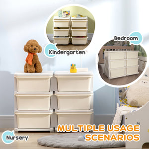 Qaba 3 Tier Kids Toy Organizer and Storage Bins with 6 Plastic Drawers