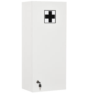 Wall Mount Medicine Cabinet, 5-tier Lockable Bathroom Cabinet with 2 Keys and Adjustable Shelves, White