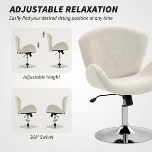 Swivel Office Chair, Velvet Desk Chair with Wide Bucket Seat, Butterfly Back, Tilt Function and Round Base – view 13