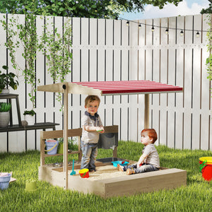 Kids Sandbox with Cover Kitchen Playset Toys, Wooden Sand Box with Seat, Storage, for 3-7 Years Old, Grey – view 14