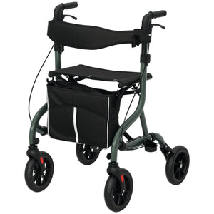 Foldable Rollator Walker with Seat for Seniors, Lightweight Rolling Walker with Adjustable Handles - Green
