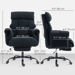 Desk Chair, Computer Office Chair with Footrest, Adjustable Backrest and Headrest, Black – view 2