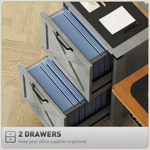 Vertical Filing Cabinet with 2 Drawers, Rustic Farmhouse Office Storage Cabinet for A4, Letter Size – view 18